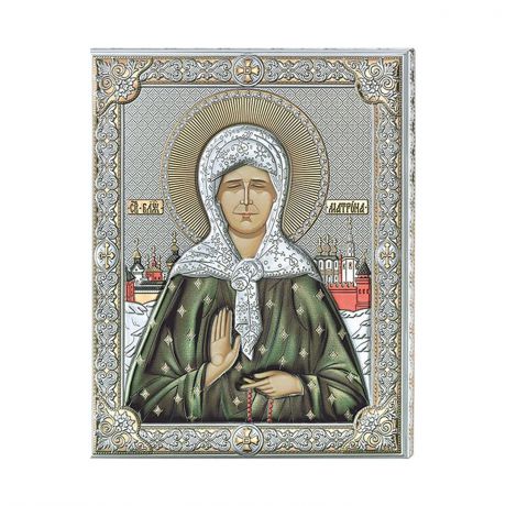 Икона АргентА "Святая Матрона Московская", цвет: золотистый, серебристый, 12х15.5 см. 85303 3LCOL