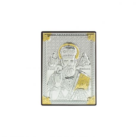 Икона АргентА "Святой Николай Чудотворец", цвет: золотистый, серебристый, 6х9 см. 18047 2L