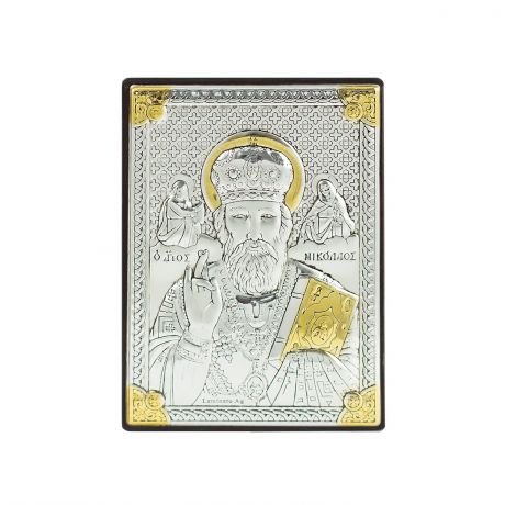 Икона АргентА "Святой Николай Чудотворец", цвет: золотистый, серебристый, 9х13 см. 18047 3L