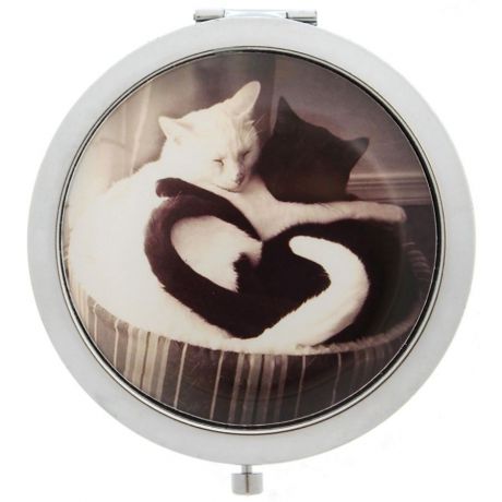 Зеркало карманное Tina Bolotina "Кошки", DZ-017, серый