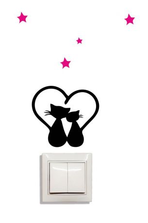 Украшение на стену Простые Предметы "Влюбленные кошки" фигурка на выключатель объемная интерьерная, Пластик