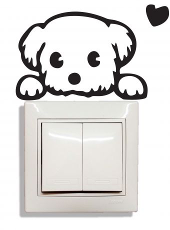 Украшение на стену Простые Предметы "Милый щенок" фигурка на выключатель объемная интерьерная, Пластик