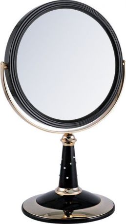 Зеркало настольное Weisen настольное двустороннее с 5Х увеличением, с кристаллами B7"809 BLK/G Black&Gold, черный, серебристый