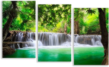 Картина модульная Картиномания "Дикий водопад", 90 х 57 см, Дерево, Холст