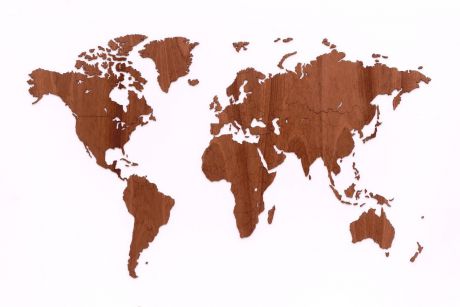 Украшение на стену Mimi Карта из натурального дерева Wall Decoration Exclusive 130x78 cm Американский Сапеле, коричневый