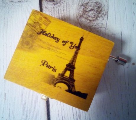 Шкатулка Правила Успеха Париж музыкальная деревянная шарманка, коричневый