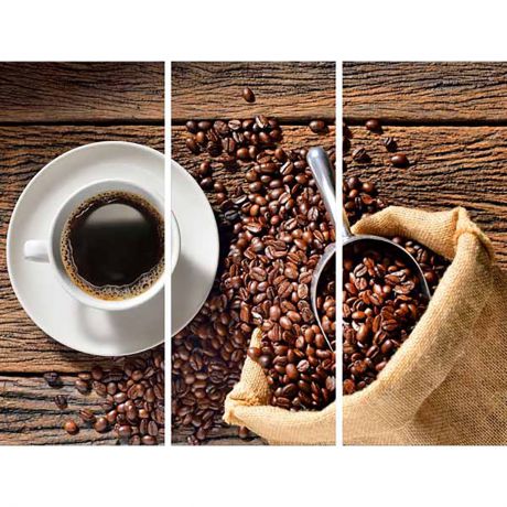 Картина Экорамка "Чашка кофе" модульная на холсте, HE-107-158, 60x50 см
