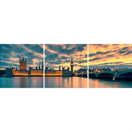 Картина Экорамка "Лондон. Вечер" модульная на холсте, HE-107-268, 60x20 см