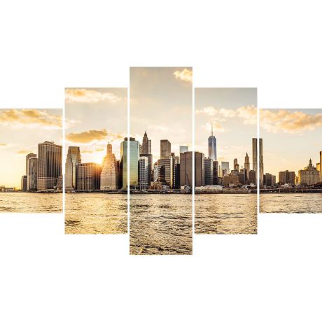 Картина модульная Экорамка "Манхеттен. Закат", HE-107-215, на холсте, 150 x 90 см