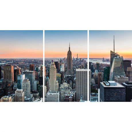 Картина модульная Экорамка "Нью-Йорк. Вечер", HE-107-182, на холсте, 90 x 50 см
