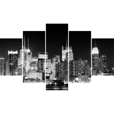 Картина модульная Экорамка "Город Чб", HE-107-217, на холсте, 150 x 90 см