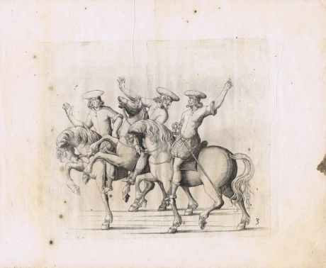 Гравюра Бальтазар Кюхлер Рыцари на лошадях. Офорт. Германия, Штутгарт, 1611 год