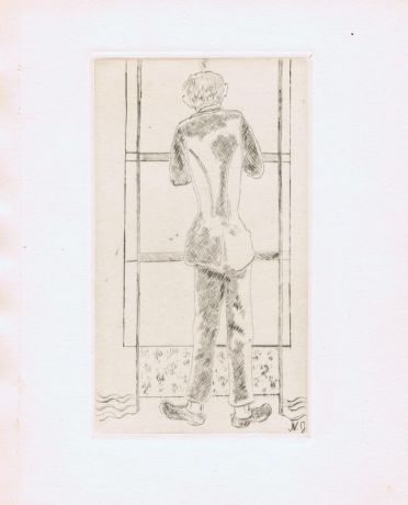 Гравюра Наталья Гончарова Лист 3. У окна. Авангард. Офорт. Франция, Париж, 1926 год