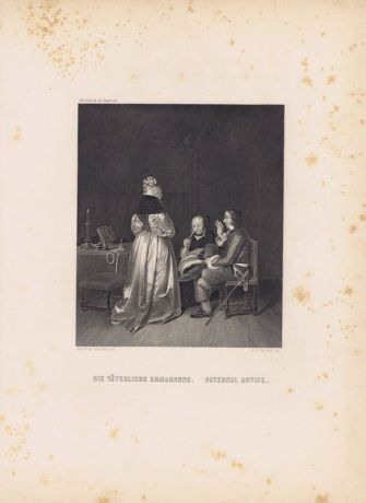 Гравюра Альберт Генри Пейн Отеческое наставление. Офорт. США, Бостон, 1873 год