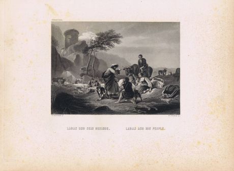 Гравюра Уильям Френч Лаван и его семья. Офорт. США, Бостон, 1873 год
