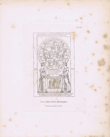 Гравюра Генри Мозес Древний (античный) орнамент из `Галереи мифологии` Миллена 2. Офорт. Англия, Лондон, 1838 год