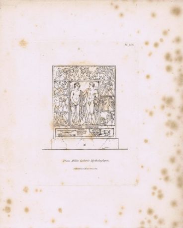 Гравюра Генри Мозес Древний (античный) орнамент из `Галереи мифологии` Миллена 3. Офорт. Англия, Лондон, 1838 год
