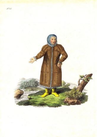 Гравюра Эдвард Хардинг Остяк (остяки, ханты, селькупы). Смешанная техника. Англия, Лондон, 1803 год