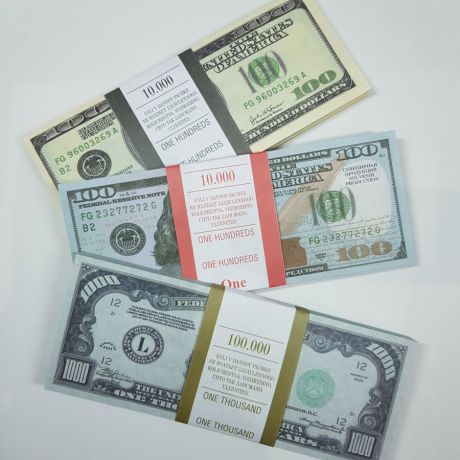Сувенирные деньги Филькина грамота "Доллары. Набор №7" 100 новых, 100 старых, 1000 долларов, AD0000155