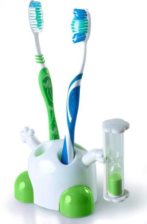Держатель для зубных щеток Ruges Подставка для зубных щеток с песочными часами "Зубки-Минутки", ПВХ (поливинилхлорид)