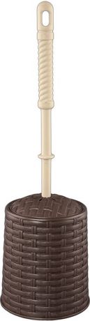Ершик для туалета Violet "Ротанг", с подставкой, цвет: коричневый, 12 х 12 х 39 см