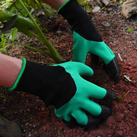 Перчатки хозяйственные Homsu Садовые перчатки, HOM-1033, черный, зеленый