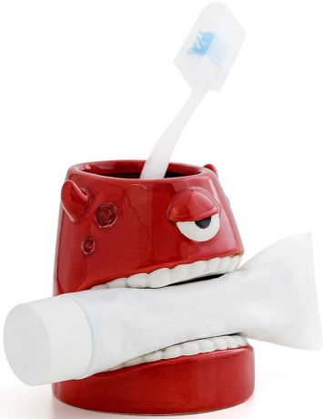 Стакан для зубных щеток Balvi "Monster", цвет: красный