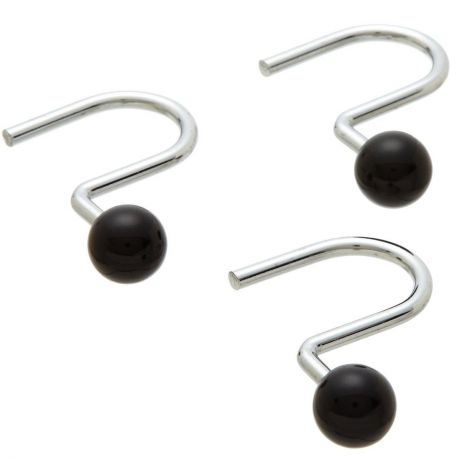 Кольца для шторки в ванной Carnation Home Fashions Ball Type Hook, SLM-BAL/16, черный, серебристый