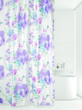 Штора для ванной BATH PLUS ROMANTIC FLOWER, белый, сиреневый, голубой