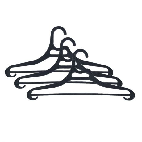 Вешалка для одежды "Полимербыт", размер 48-50, цвет: черный, 3 шт