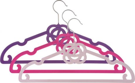 Набор вешалок EL Casa "Роза", с перекладиной, с крючками для юбок, цвет: фиолетовый, бордовый, сиреневый, 3 шт