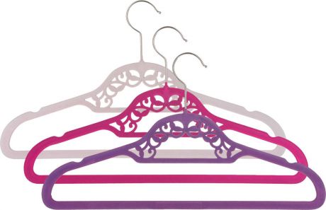 Набор вешалок EL Casa "Кружево", с перекладиной, цвет: фиолетовый, бордовый, сиреневый, 3 шт