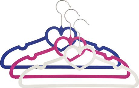 Набор вешалок EL Casa "Сердце", с перекладиной, цвет: бордовый, бежевый, фиолетовый, 3 шт