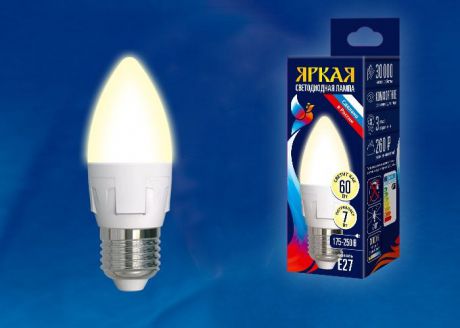 Светодиодная лампа Uniel LED-C37 7W/WW/E27/FR PLP01WH