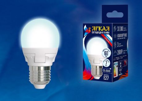 Лампочка Uniel LED-G45 7W/NW/E27/FR PLP01WH картон, UL-00002418