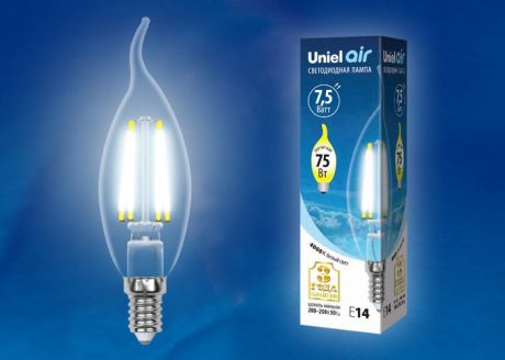 Лампочка Uniel LED-CW35-7,5W/NW/E14/CL 4000K, UL-00003296