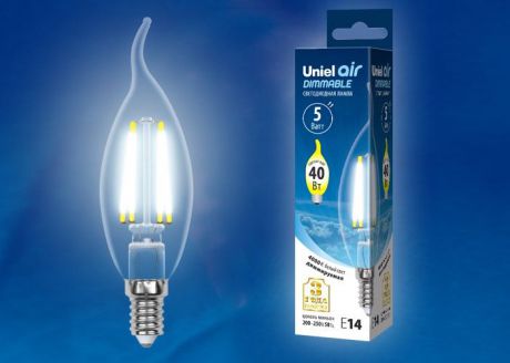 Лампа светодиодная диммируемая Uniel LED-CW35-5W/NW/E14/CL/DIM, UL-00002865