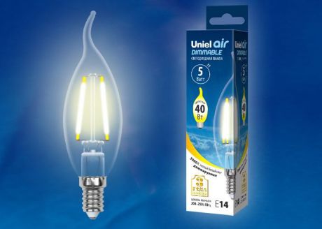 Лампа светодиодная диммируемая Uniel LED-CW35-5W/WW/E14/CL/DIM, UL-00002863