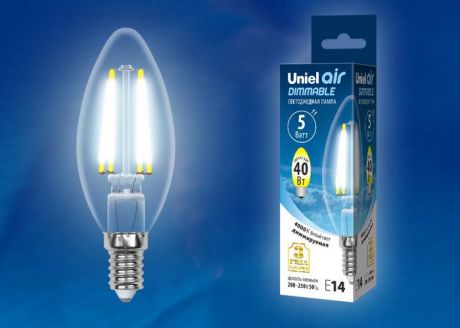 Лампа светодиодная диммируемая Uniel LED-C35-5W/NW/E14/CL/DIM, UL-00002862