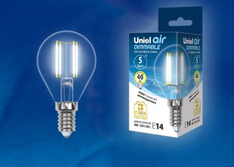 Лампа светодиодная диммируемая Uniel LED-G45-5W/NW/E14/CL/DIM, UL-00002870