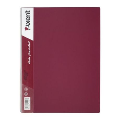 Папка Axent А4, 60 файлов, цвет: бордовый