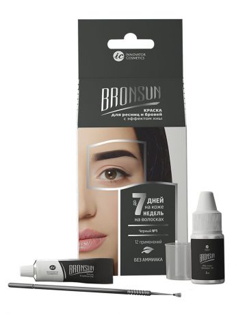 Краска для бровей Innovator Cosmetics Набор для домашнего окрашивания BRONSUN, цвет черный тон 1