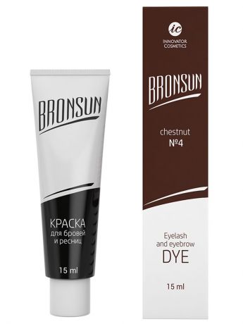 Краска для бровей Innovator Cosmetics и ресниц BRONSUN, цвет каштан тон 4, 15мл