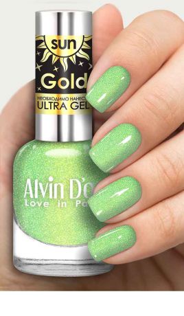 Лак для ногтей Alvin Dor SUN GOLD/с золотым микрошиммером тон 14