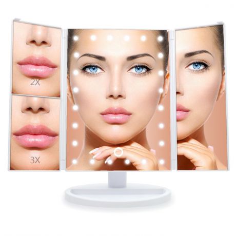 Настольное зеркало для макияжа VenusShape с подсветкой раскладное MIR-WT, белый