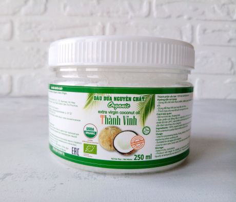 Масло косметическое Thanh Vinh Кокосовое масло натуральное Organic Extra Virgin, нерафинированное, холодного отжима, 250 мл