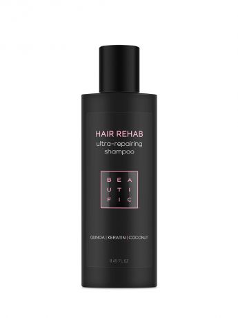 Шампунь для волос BEAUTIFIC Hair Rehab супер-восстанавливающий для поврежденных волос с протеинами киноа, кератином и кокосовым маслом