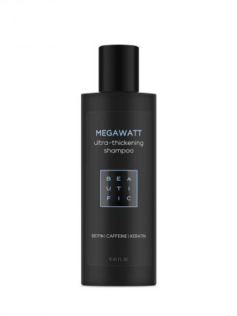 Шампунь для волос BEAUTIFIC Megawatt для ультра-объема и густоты волос с биотином, кофеином и кератином