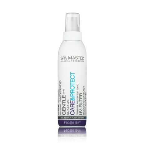 Спрей для укладки волос SPA MASTER molecular cosmetiсs для защиты волос 320С° pH 4.0 с черникой, касторовым маслом и Baycusan®