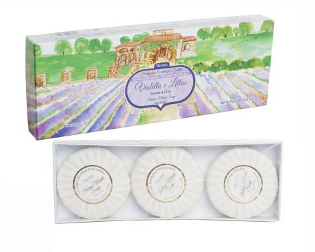 Подарочный набор Iteritalia премиальное мыло с ароматами фиалки и сирени "Цветы Италии", 3 х 100 г